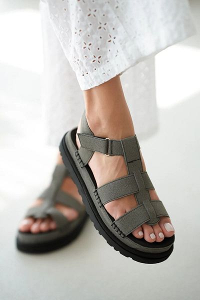 KİNDEP Kindep Eva Light Sole Comfortable Velcro Women's Sandals Smoked