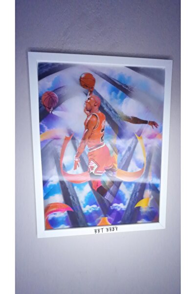 Jordan X Lebron Lenticular 3d Hareketli Tablo (ÇERÇEVELİ)