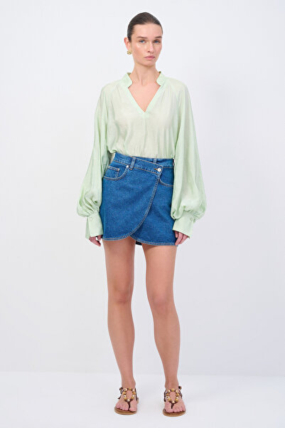 Love My Body Moda Tutkusu Asimetrik Mini Denim Etek