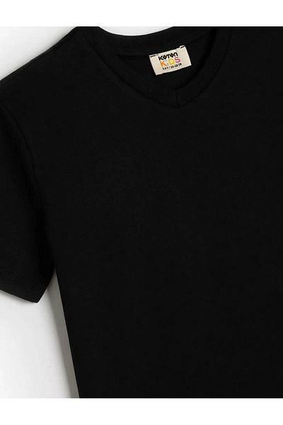 Koton Tricou de bază cu mânecă scurtă, bumbac, cu decolteu