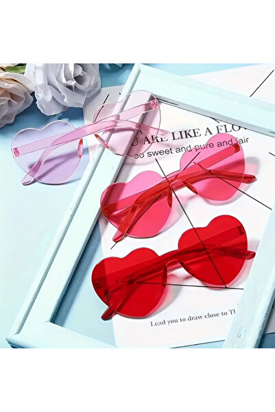 Çemrek Süs Parti Pembe Kalpli Gözlük Kalp Parti Gözlüğü 6 adet