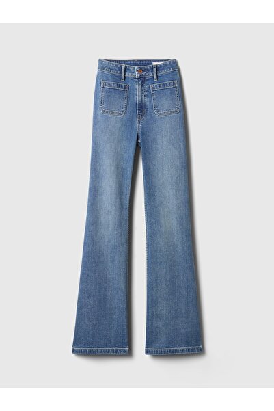 GAP Kadın Mavi High Rise '70s Flare Curvy Jean Pantolon