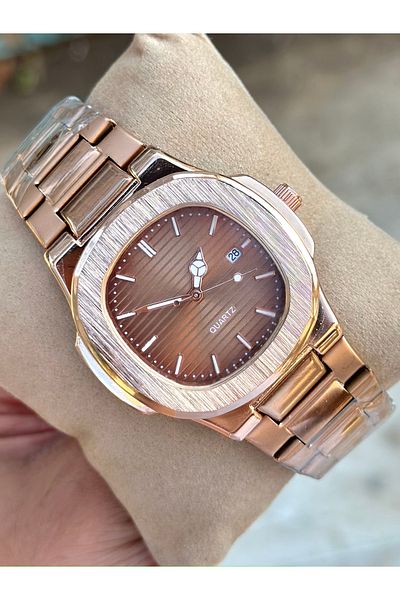 pierrose Steel Rose Cord Men's Wrist Watch with Calendar
