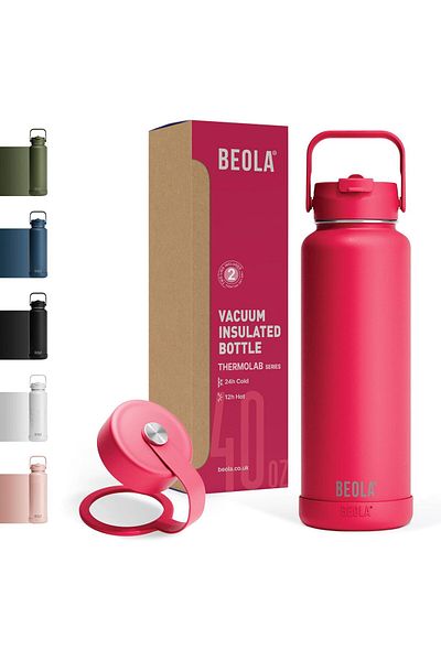 BEOLA 1200ml Water Bottle 18/8 Stainless Steel 304 Double Wall Insulated Thermos Bottle with a wide
