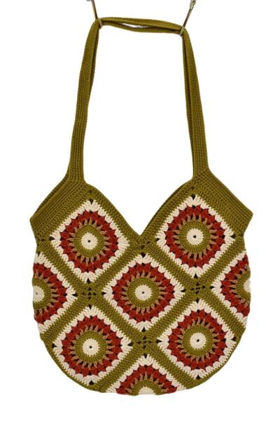 BAGLAN Geantă de umăr căptușită cu model tricotat manual BGL-ST04724