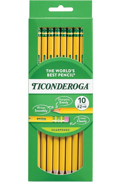 TICONDEROGA Wood-Cased Pencils, Pre-Sharpened, 2 HB Soft, Yellow, 10 Count