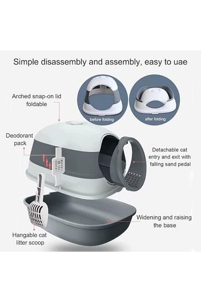 CASAMOJO UV Cat Litter Box Fully Enclosed, Foldable Cat Litter Box with Cat Litter Scoop