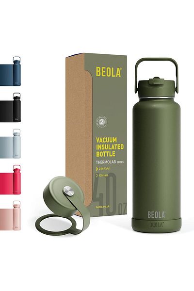 BEOLA 1200ml Vacuum Insulated Water Bottle, Double Wall Stainless Steel Thermos Bottle with wide mou