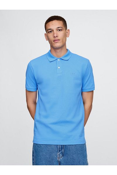GAP Men's Blue Logo Piqué Polo Neck T-Shirt