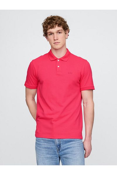 GAP Men's Pink Logo Piqué Polo Neck T-Shirt