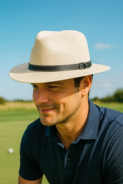 LAGRANZE Straw Men's Cowboy Hat with Belt Detail