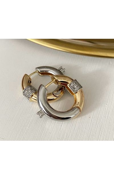 gaila design Double Sided Single Stone Hoop Earrings