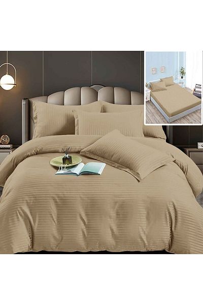 NufJoy Double bed linen DAMASK 6 pieces, Fitted sheet for mattress 160x200 cm or 180x200 cm