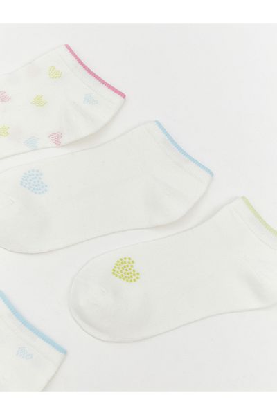 LC Waikiki Heart Printed Women's Booties Socks 5 Pack