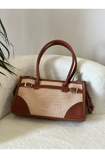 LEVA Deri hasır baskılı el çantası