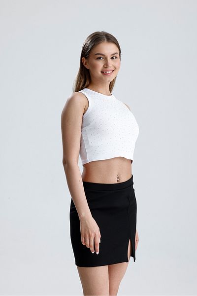let s shine Women's Stoned Knitted Crop