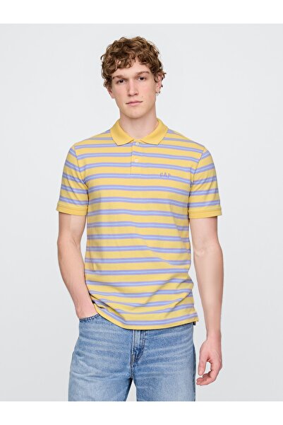 GAP Erkek Sarı Logo Piqué Polo Yaka T-Shirt