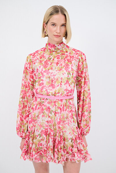 adL Mert Aslan Desenli Şifon Elbise