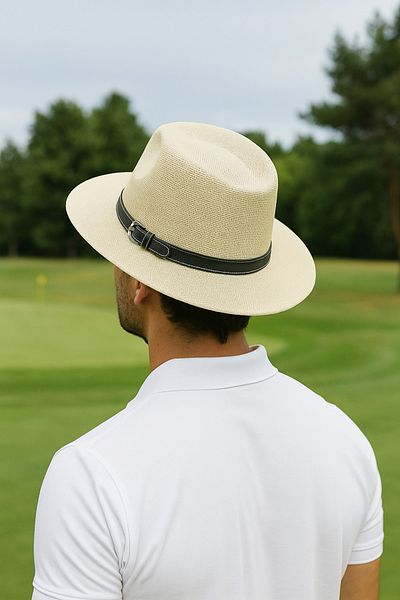 LAGRANZE Straw Men's Cowboy Hat with Belt Detail