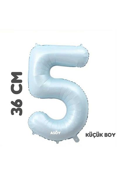 asöy 5 Foil Balloons Number Balloons 36 cm Small Size Blue Green 5 Year Old Balloon Birthday Party Supplies