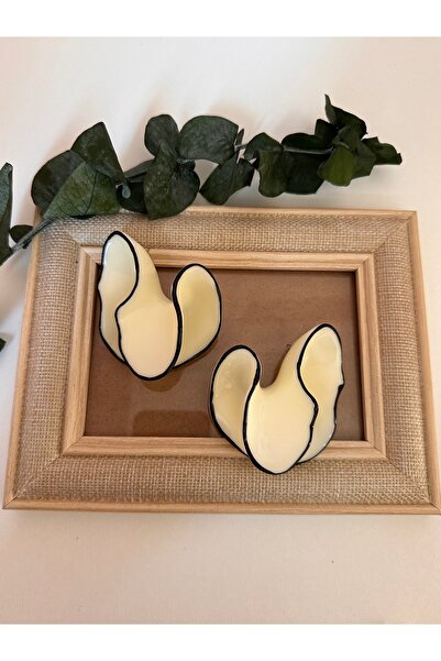 YENGEÇ Brand Model Black Striped Big Curved Earrings