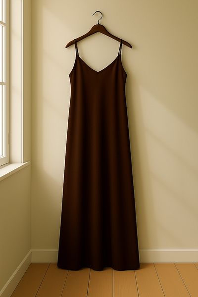 Gameyal Rochie maxi casual de in pentru femei, cu bretele reglabile, cu decolteu in