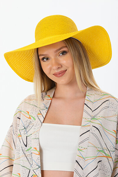 KASHERA Pălărie de paie pentru femei – Pălărie de plajă de vară cu boruri lar...