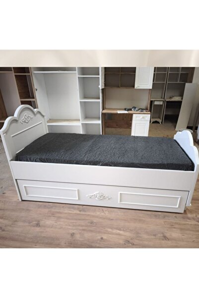mürsel mobilya Beyaz İnci Çıtalı Model MDF Karyola