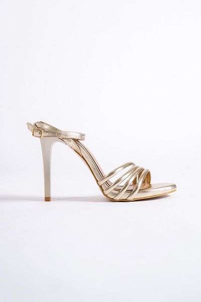 Modabuymus Pantofi de seara cu toc cu platforma cu mai multe bretele Havana Gold Gold
