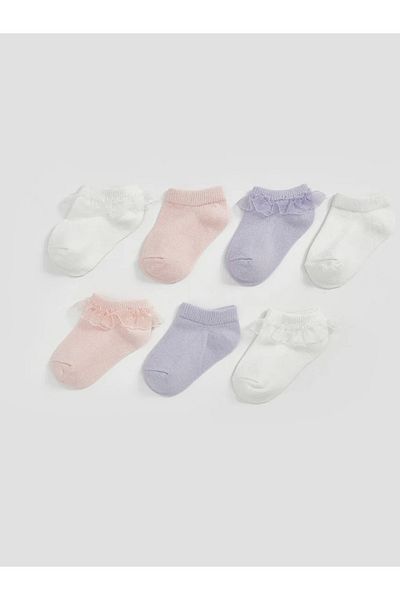 LC Waikiki Lcw Baby White Tulle Baby Girl Booties Socks 7-Pack