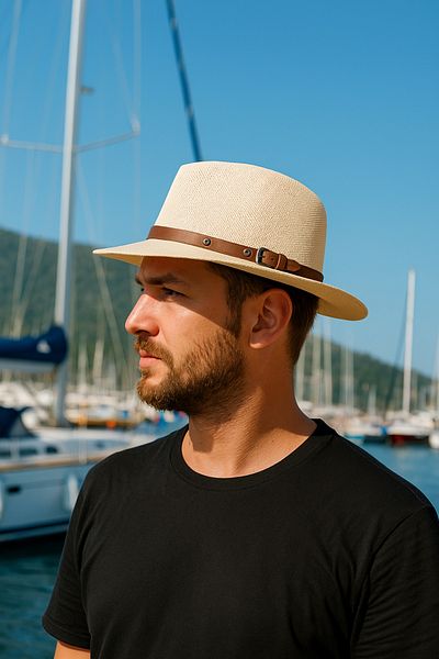 LAGRANZE Cowboy Men's Hat with Belt Detail