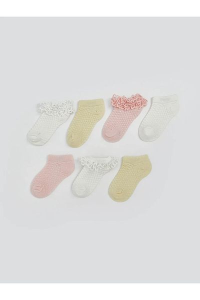 LC Waikiki Lcw Baby Ecru Embroidered Baby Girl Booties Socks 7 Pcs