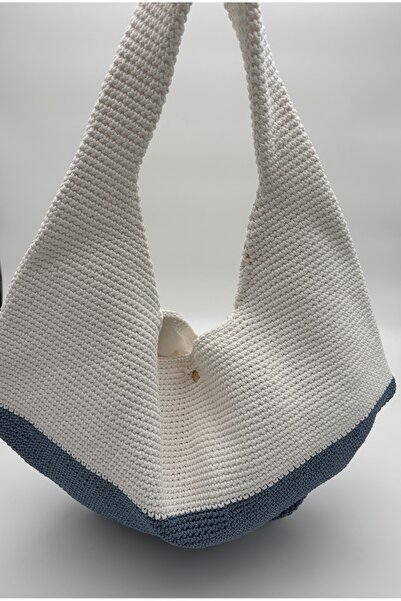 kumasfabrik Hand Knitted Bag/Lined/Inner Zip Pocket/Clip Detail(30 X 45 cm)