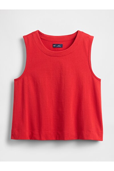 GAP Kadın Kırmızı Organik Pamuk Heavyweight Crop Bluz