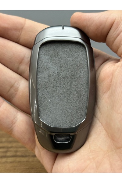 Luxe Aksesuarr Hyundai Kona- Elantra - Venue Smart 3 butoane de protecție cheie controler carcasă metalică piele gri