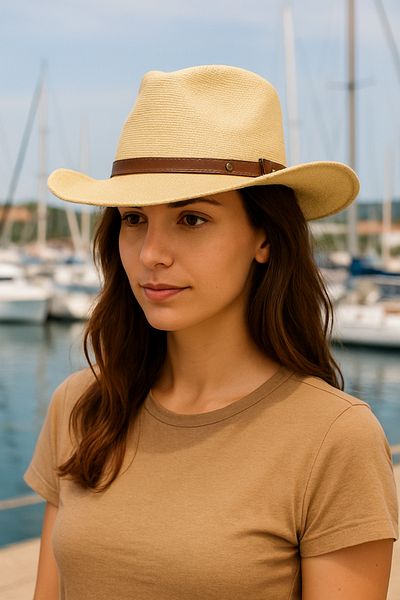LAGRANZE Belt Detail Women's Cowboy Hat