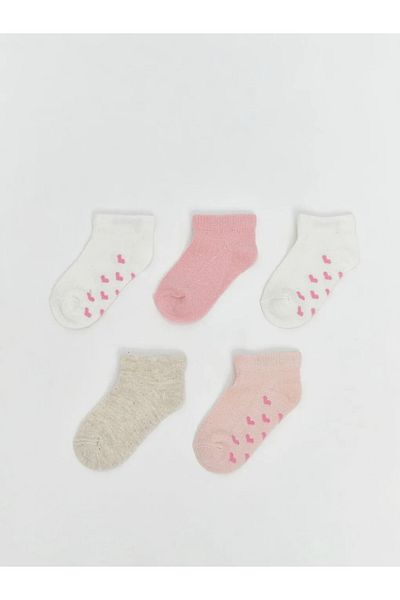 LC Waikiki Lcw Baby Pink Printed Baby Girl Booties Socks 5-Pack