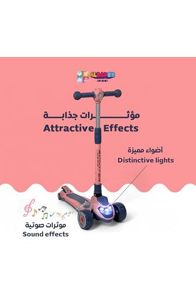 ALBADER Kick Scooters, PVC Street Scooter Scooter, Lights 3 Wheel Scooter for Outdoor