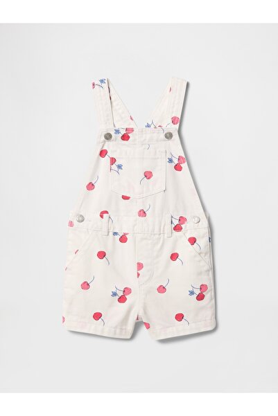 GAP Kız Bebek Kırık Beyaz Denim Kiraz Salopet