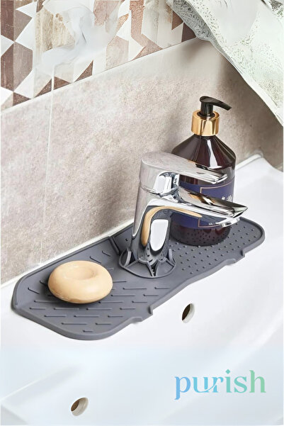 Purish Silikon Musluk Altı Matı | Mutfak ve Banyo Lavabosu İçin Sabunluk, Sün...