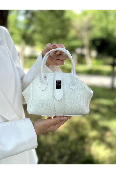 DEV 3 ADAM Nçs White Mini Women's Hand and Shoulder Bag - Minimal of Elegance (Width: 18~Length: 13)