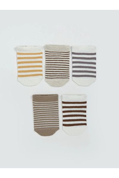 LC Waikiki Lcw Baby Ecru Striped Baby Boy Booties Socks 5 Pcs