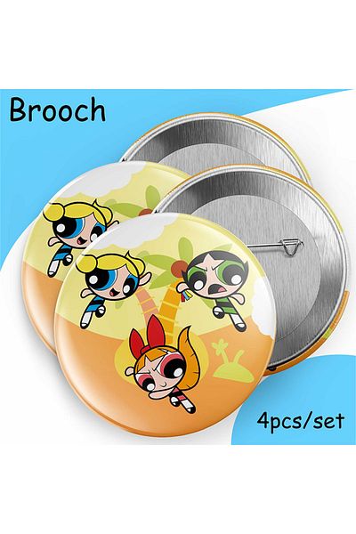 BEAST KINGDOM brooch 4pcs 2 The Powerpuff Girls Cartoon Cute Birthday Party Supply Tableware Decoration Balloon C