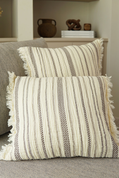 Pilloveland 2-Piece Muslin Throw Pillow Case - 100% Cotton - 3 Layers Muslin - Linea