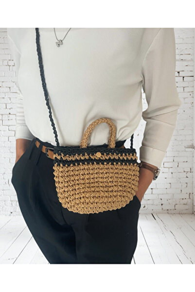 symaslandesign Hasır çanta, omuz çantası, yazlık örgü çanta mini
