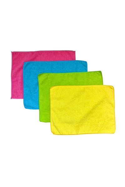 LYOBEST Set 4 lavete microfibra reutilizabile, curatare auto si casa, fara zgarieturi, 4 culuri, 40x30 cm
