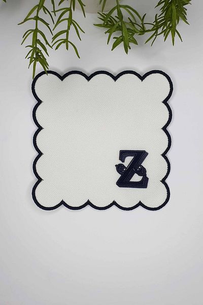decofav Letter Z Minimal Monogram Μαύρο Κέντημα Λευκή Χαρτοπετσέτα Κοκτέιλ 1 Τεμάχιο