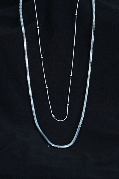 NEZADE STORE Stainless Steel Snake and Dorica Model Combination Necklace