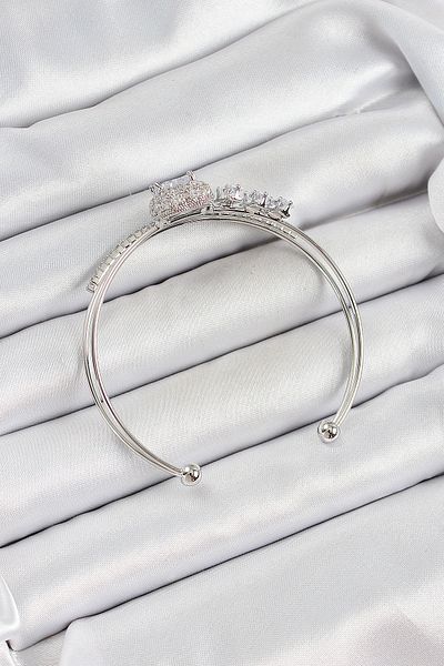 NEZADE STORE Brass Silver Color Heart Zircon Stone Women's Bracelet - Lisinya