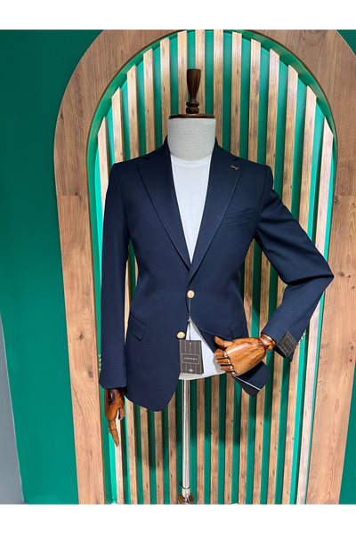 cemden Erkek Lacivert Regular Fit Mono Yaka Ceket